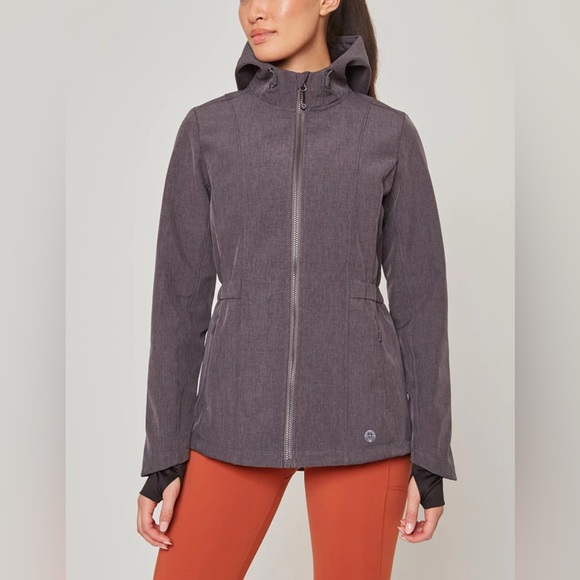 MONDETTA Women's Gray Hooded Outdoor Rain Jacket - Picture 1 of 7
